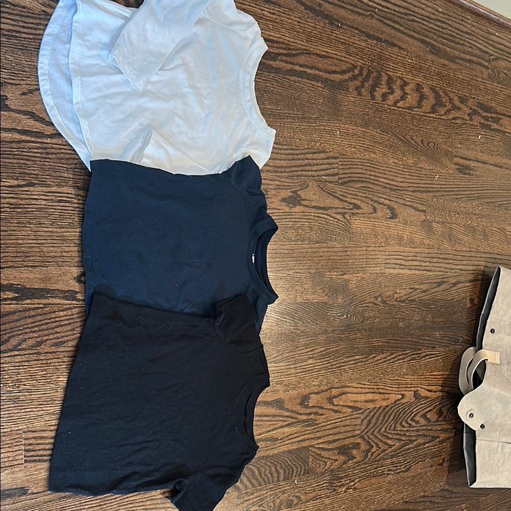 Set of Three T-Shirts in Black, Navy, and white